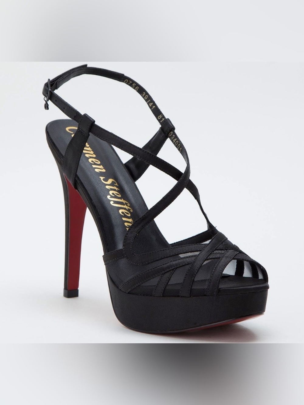 Carmen Steffens Black Strappy Platform High Heel Sandals Size 35-37/US 5-7
